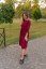 Nursing MIDI dress - golden hearts on bordo