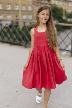 Girls "Aura" Dress  - bordová