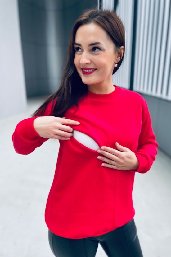 Warm Nursing Sweatshirt / Sweater  - Red