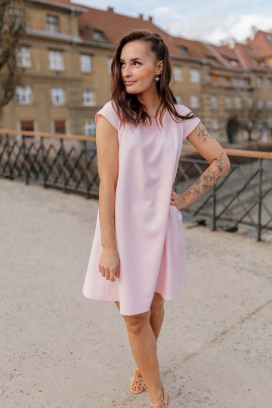 Elegantní šaty ke kojení – Bledě růžové - Velikost: 3XL/4XL