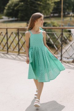 Girls' Madeira dress "Aurela romantic" - turquoise