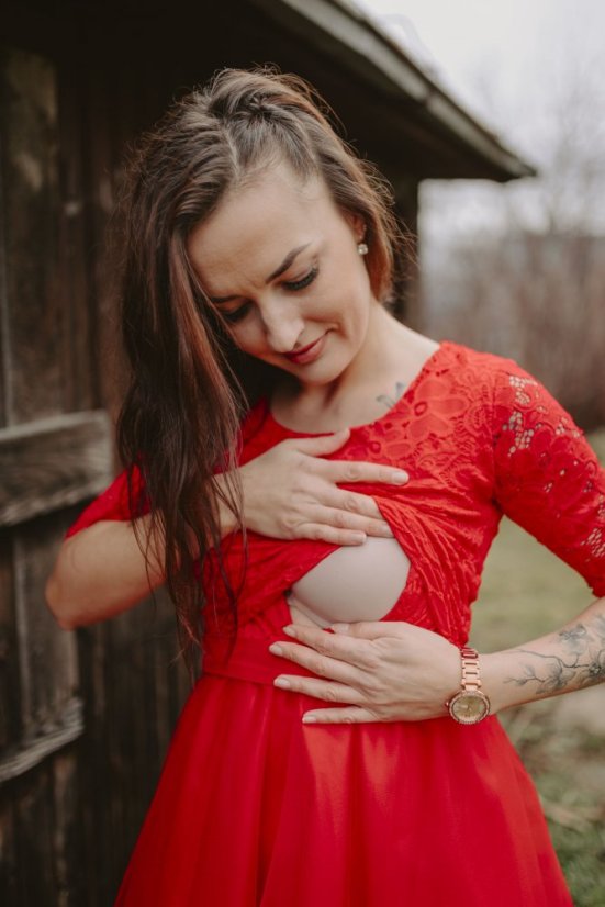 Společenské šaty "Grace"– červený - Velikost: XL