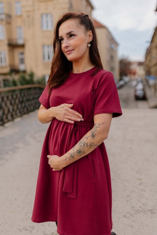 Teplákové šaty "Luna" – Bordová - Velikost: XL/2XL