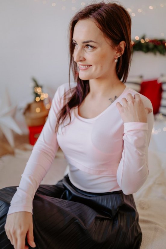 Bavlněné tričko – baby pink - Velikost: XL