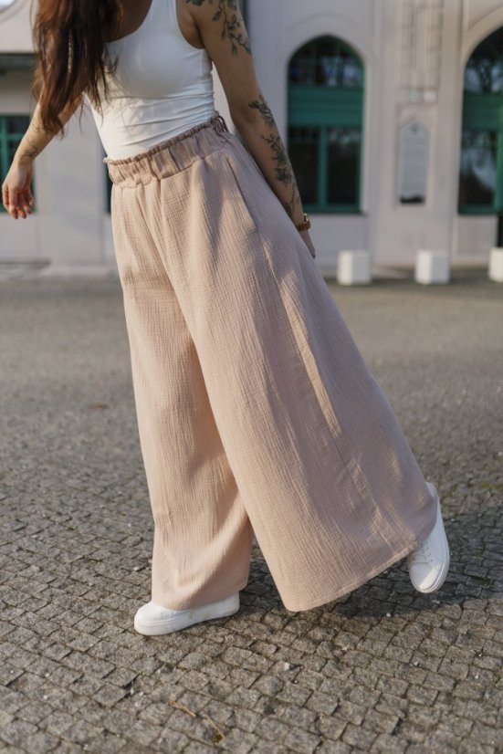 Dlouhé mušelínové maxi kalhoty - Různé barvy - Velikost: XL/2XL
