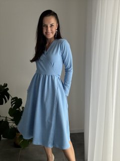 Zavinovací MIDI šaty – baby blue