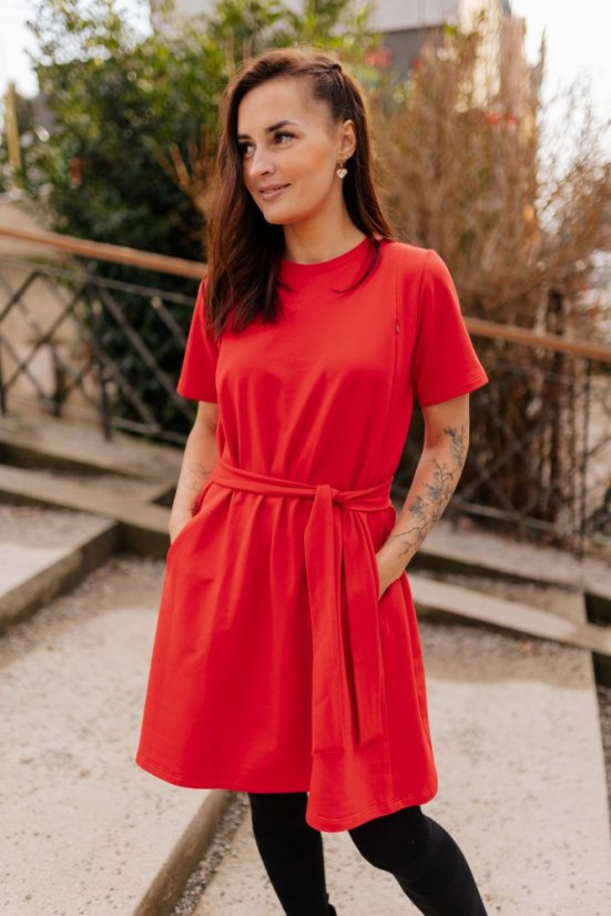 "Luna" Basic Dress - Red - Size: XXS
