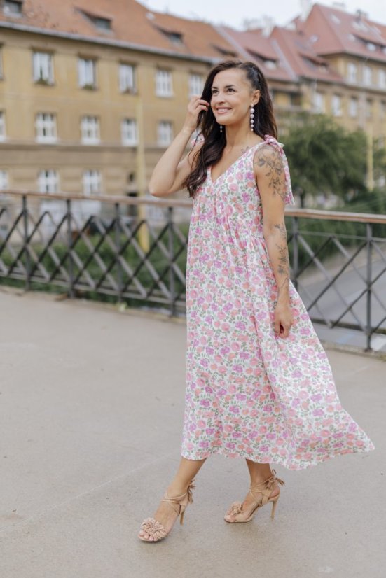 Šaty ke kojení "Aura" - Květiny - dlouhé