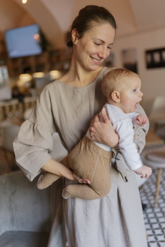 Lněné šaty "Maison Linen" - písková - Velikost: XS/S
