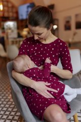 Rovné šaty MÁMA a DCERA – Zlaté srdíčka na bordó