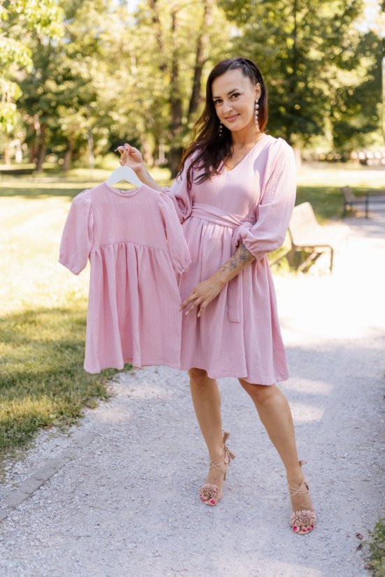 "Boho Breeze" dress MUM AND DAUGHTER - old pink - Size: M/L