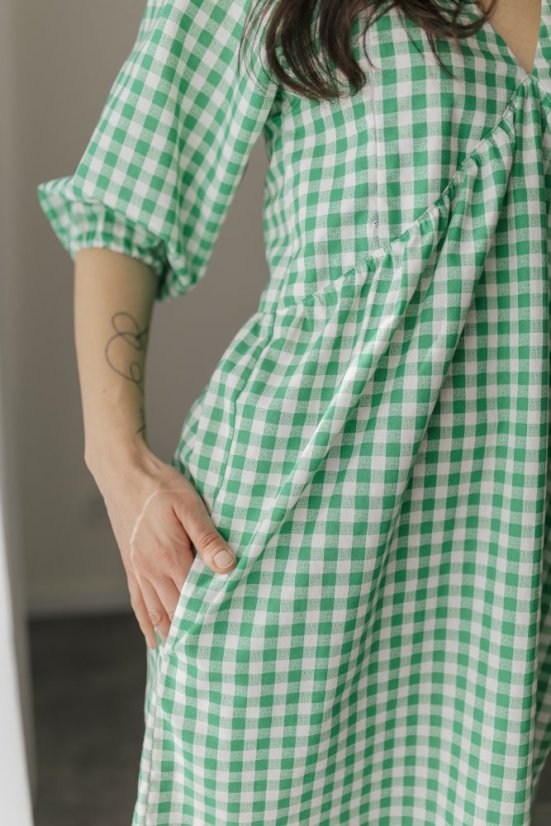 Breastfeeding "Tartana" dress - MOTHER AND DAUGHTER - green