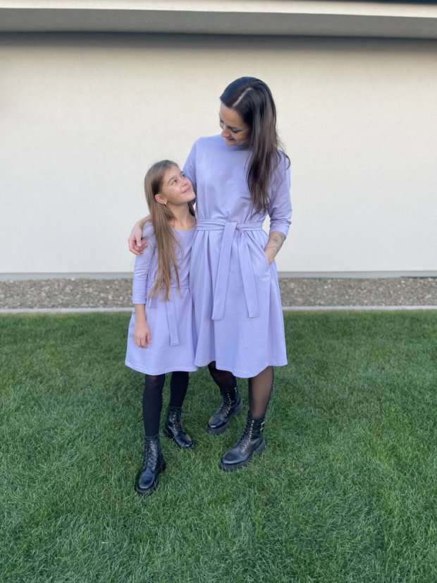 "Luna" Basic Dress - MOM and DAUGHTER - LILA - Size: XS/S
