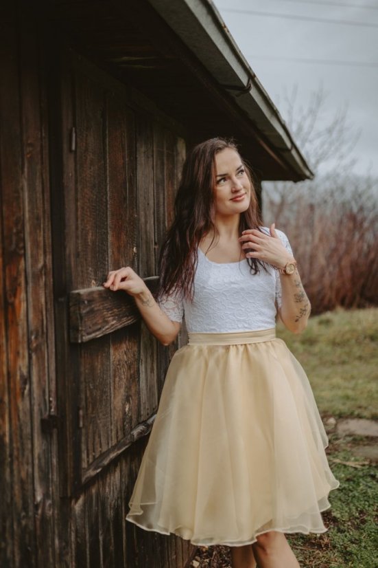 Formal dress "Grace" - white - gold - Size: XS