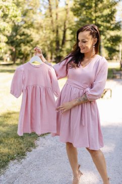 "Boho Breeze" dress MUM AND DAUGHTER - old pink