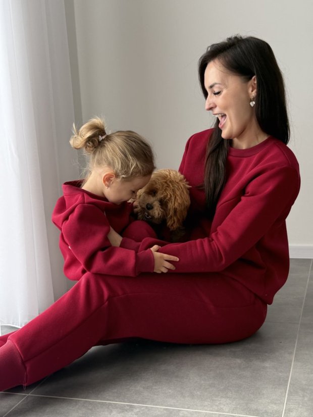 Teplá tepláková souprava bez kapuce - MAMA a MINI - různé barvy