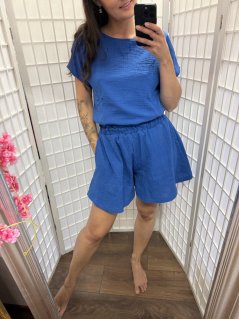 Muslin short set - royal blue