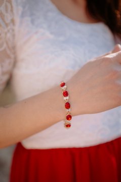 Kamínkový náramek- červený