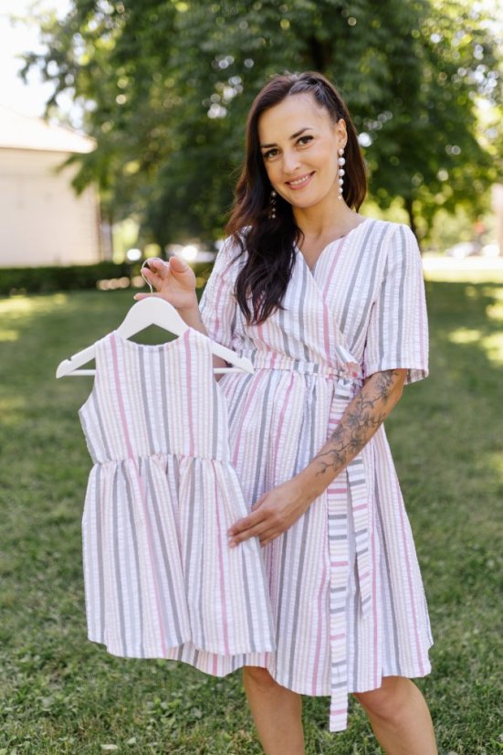 Cotton wrap dress "Celeste" - stripes - Size: 3XL/4XL