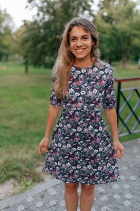 Ačkové šaty - kopretiny - Velikost: L