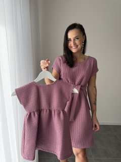Cotton Dress "Waffle" - MOM AND DAUGHTER - mauve