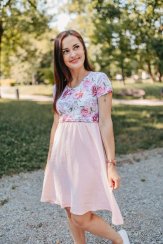 Mušelínové šaty ke kojení - rúžové pivonky-KOPIE