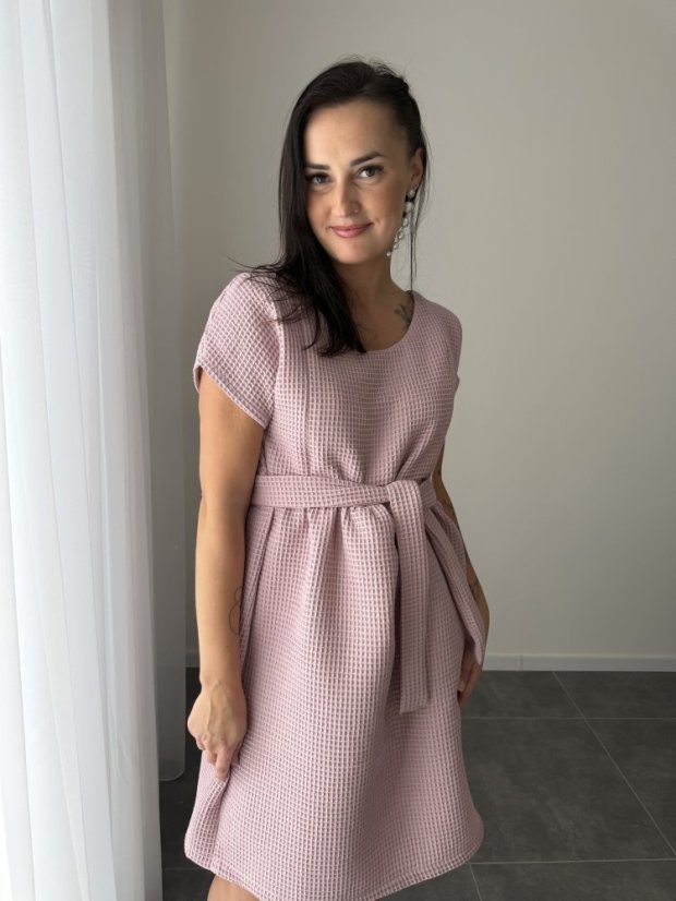 Cotton dress "Waffle" - old pink - Size: XL/2XL