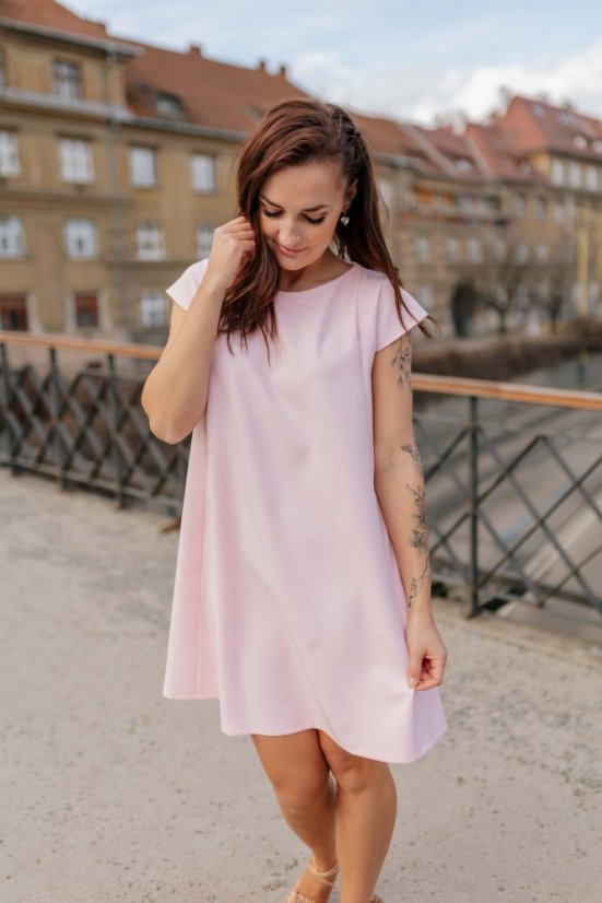 Elegantní šaty – MAMA A DCÉRA – Bledě ružové - Velikost: M/L