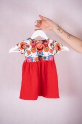 Mušelínové šaty - MÁMA a DCERA - červený folk