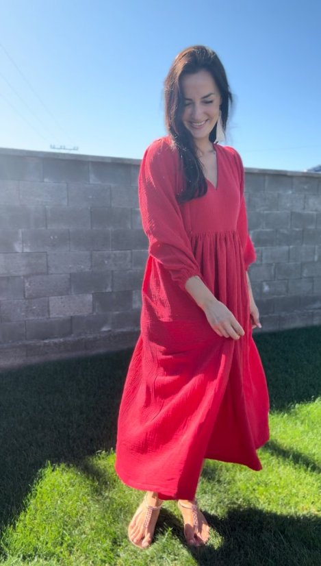 Breastfeeding "Boho Breeze" dress -Red