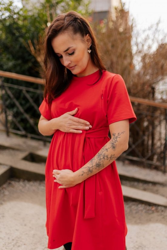"Luna" Basic Dress - Red - Size: XXS