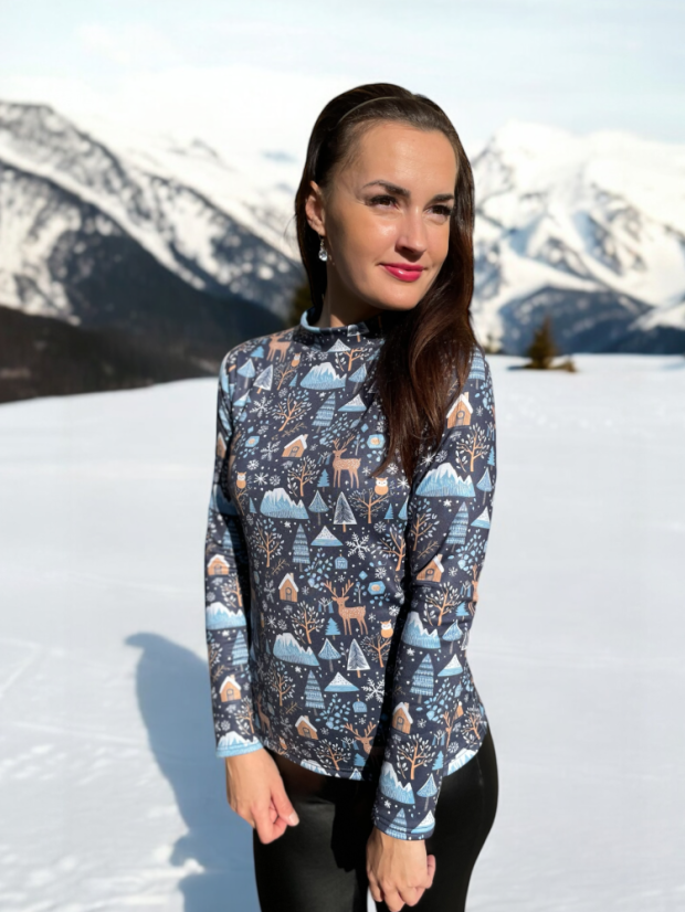 Thermal turtleneck with a mini stand-up collar - various colors and patterns