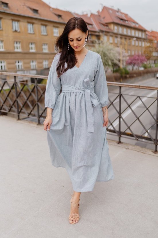 Linen dress "Boho Breeze"  - strips - Size: 3XL/4XL