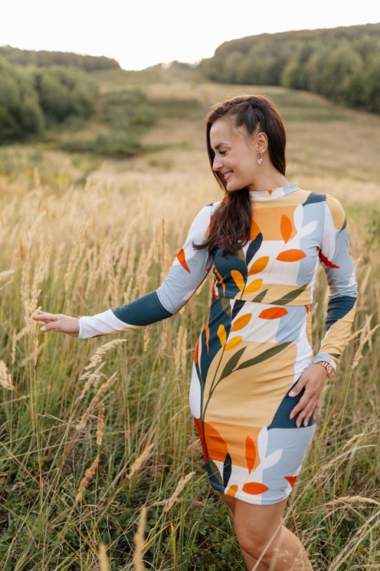Nursing turtleneck dress – Boho brown - Size: 2XL