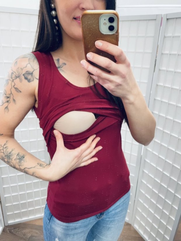 Tank breastfeeding top – burgundy