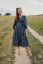 Poplin wrap dress - dark blue flowers - Size: XL/2XL
