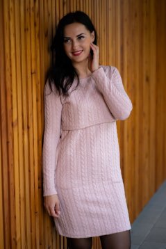 Straight sweater nursing dress - Old Pink