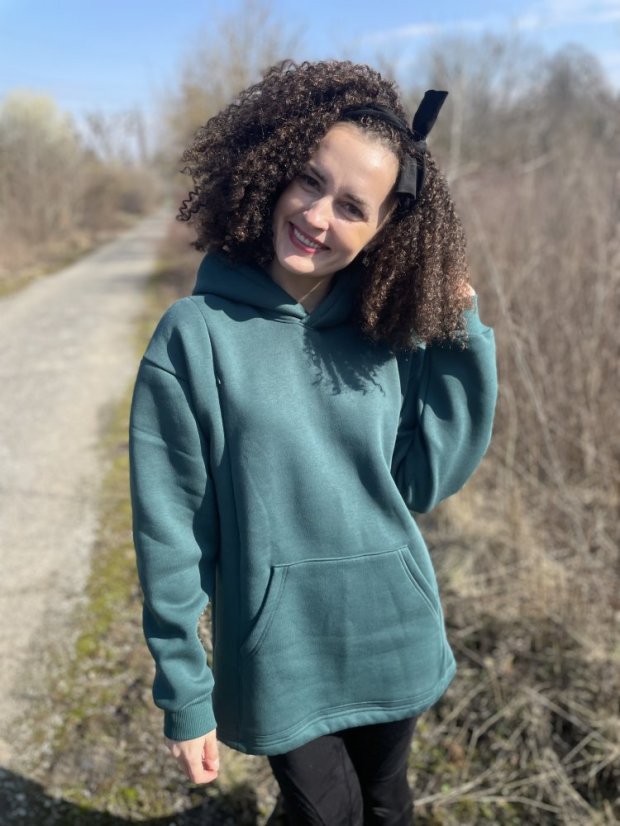 Hoodie mikina – Smaragdová - Velikost: XL/2XL