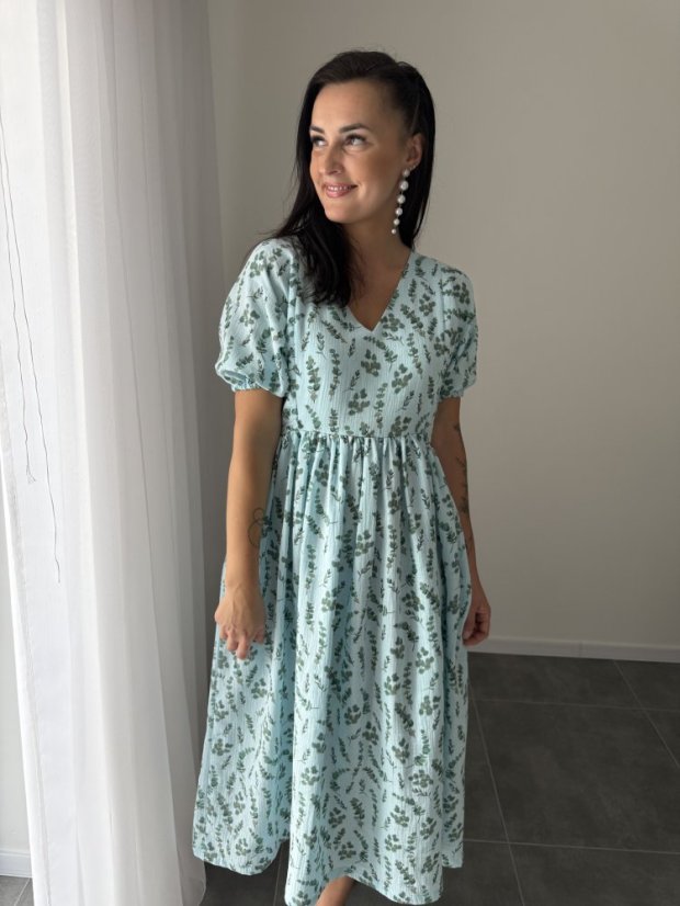 "Boho Breeze" dress -mint leaves - Size: XS/S