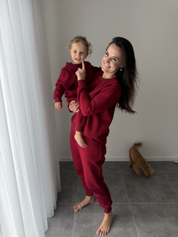 Teplá tepláková souprava bez kapuce - MAMA a MINI - různé barvy