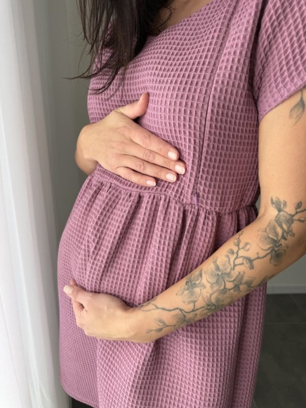 Cotton dress "Waffle" - mauve - Size: XS/S