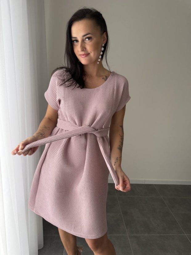 Cotton dress "Waffle" - old pink - Size: XL/2XL