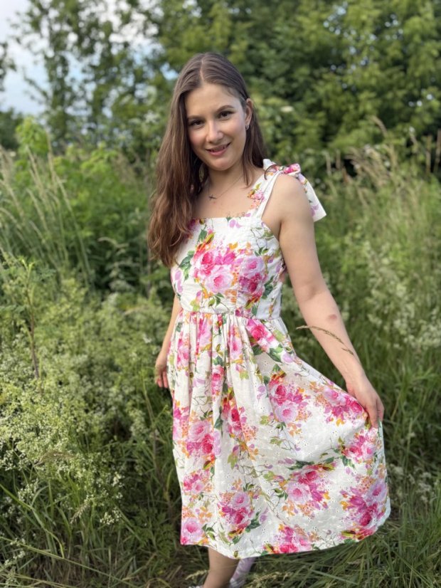Madeirove kvetované šaty "Aurela romantika" - Velikost: XL