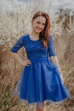 Formal breastfeeding tulle dress - Dark blue