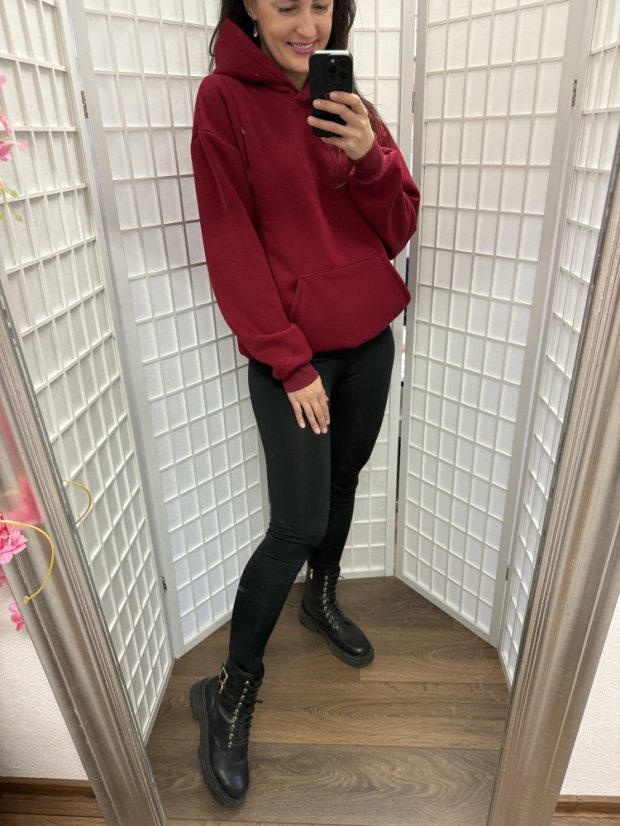 Hoodie mikina ke kojení – bordó - Velikost: M/L
