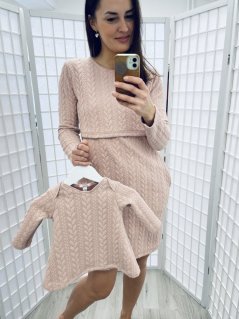 Rovné svetříkové šaty MÁMA a DCERA – Staroružové
