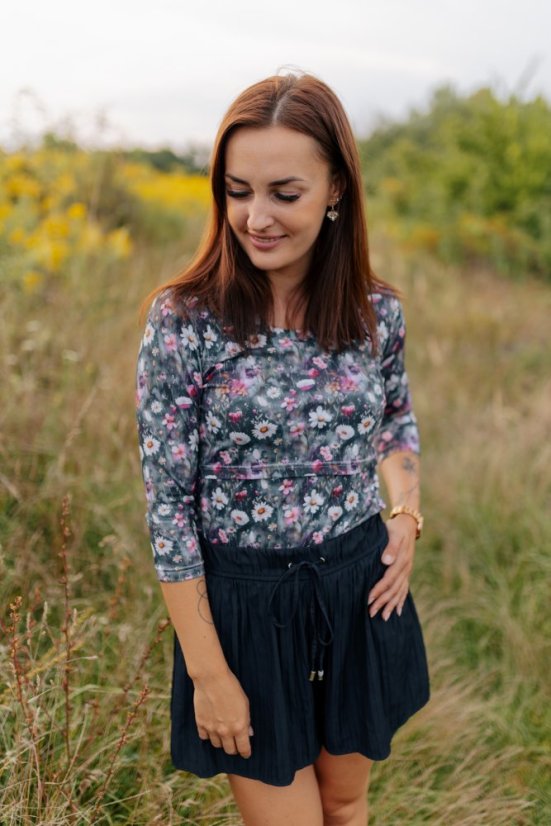 Cotton T-shirt - daisies - Size: M