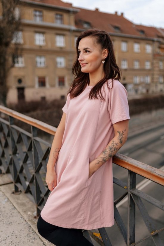 Teplákové šaty "Luna" – Starorůžová - Velikost: XS/S