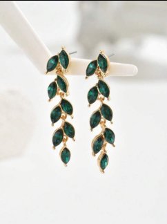 Kamínkové náušnice - smaragdové listy