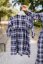 "Boho Flanel" dress MUM AND DAUGHTER - blue-pink cubes - Size: 3XL/4XL